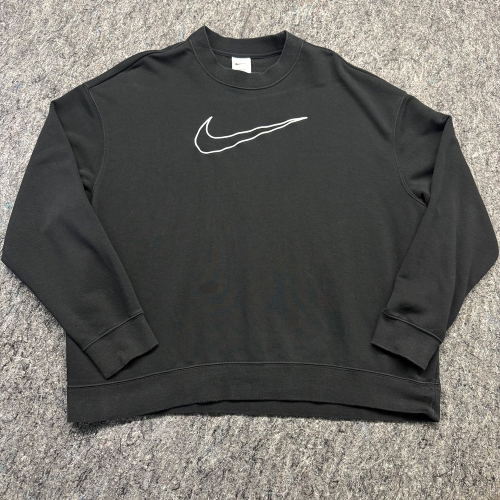 Nike Dri-FIT Swoosh Crewneck Sweatshirt Black White DQ5542-010 Mens‎ Medium